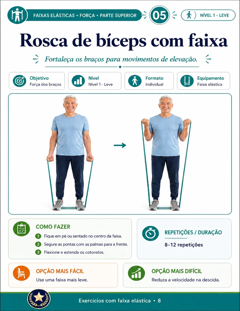 Página de exercício com faixa elástica
